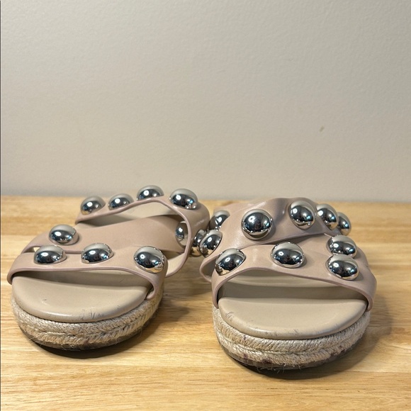 Marc Fisher Shoes - Marc Fisher Beige Sandals with Silver Studs